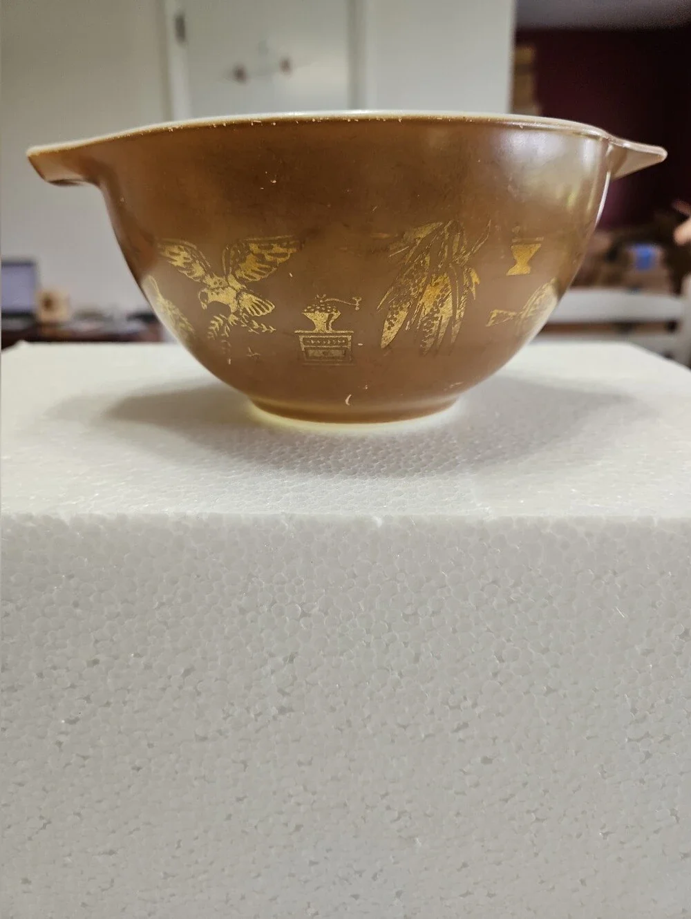 PYREX Vintage Early American Cindrella 1.5 Pint Brown & Gold Bowl #441